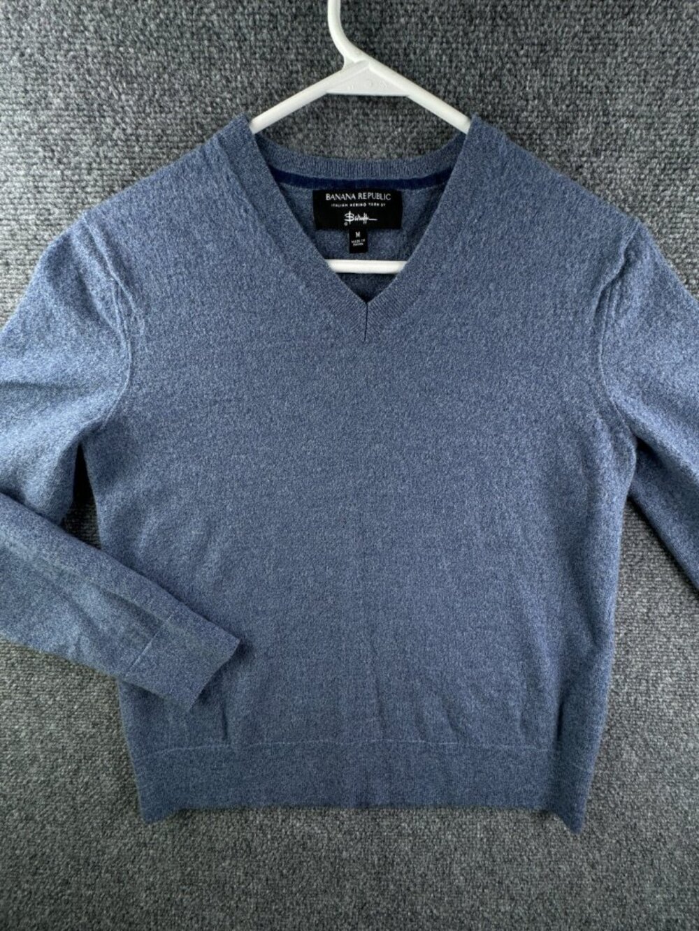Banana Republic Baruffa Italian Merino Wool Sweater Women Medium Blue V Neck